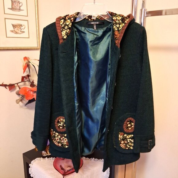 NWOT mac & jac Teal Blue Lined Bomber Jacket Women's Hooded Jackets 10M - Picture 7 of 8